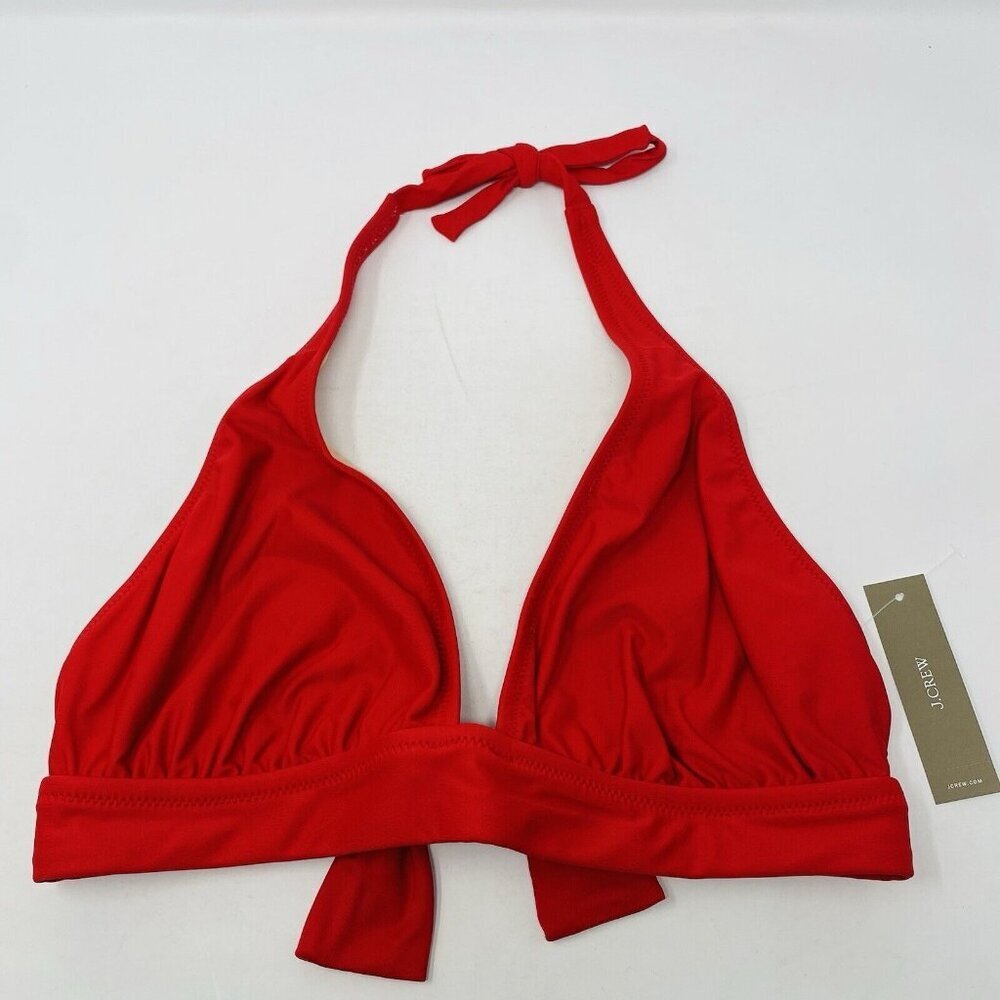 J Crew Womens Size Small Halter Neck Tie-Back Bikini Top in Red BY633 $75 2738